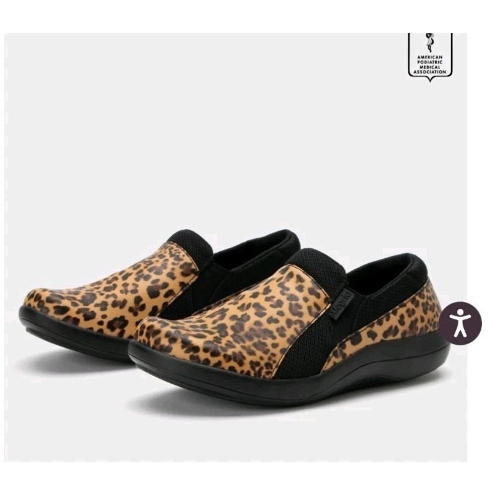 Alegria By PG Lite Duette Fierce Shoe Size 7 US (37) Cheetah Print Black Slip on - Picture 2 of 7